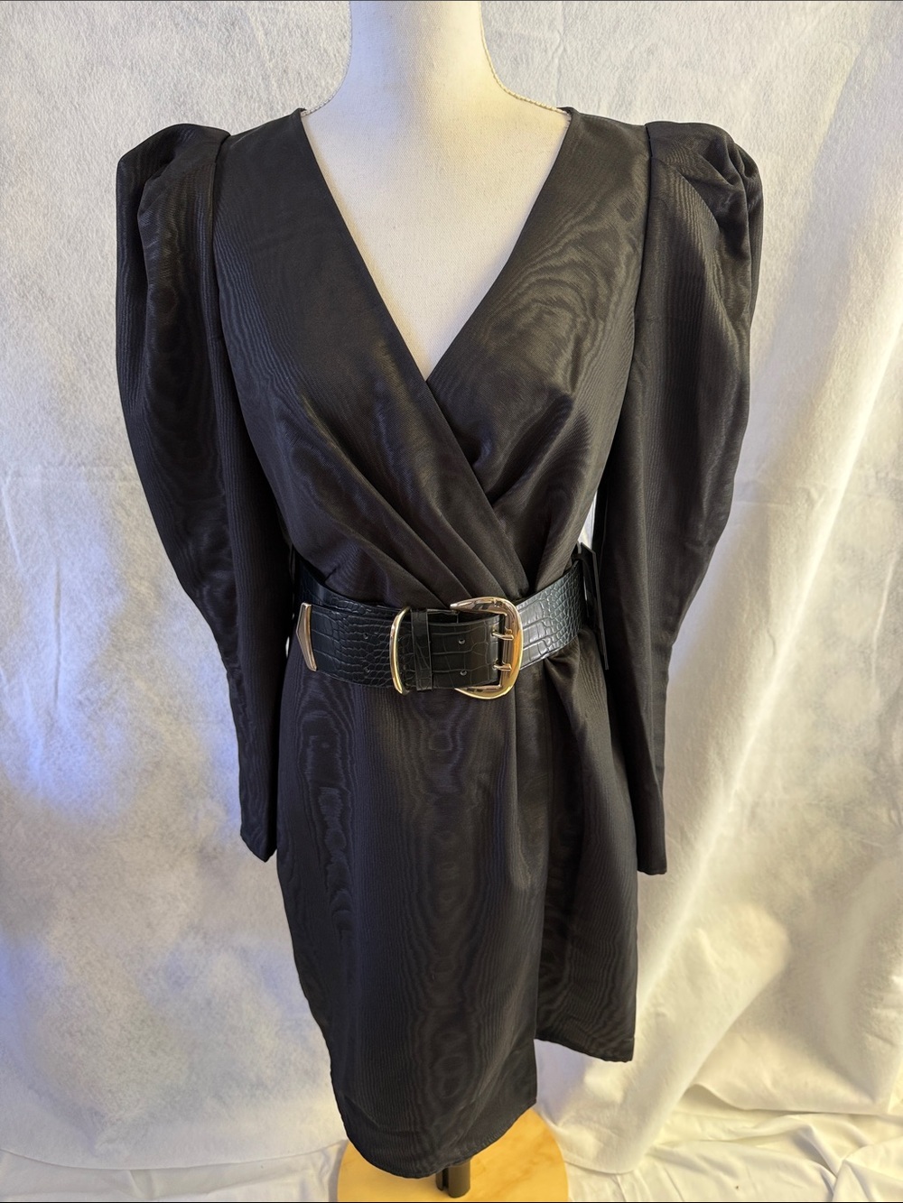Karl Lagerfeld Black Puff-Sleeve Mini Dress